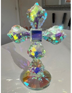 Croix en cristal 10,5 x 15 cm – Cadeau religieux pour première communion, confirmation ou mariage