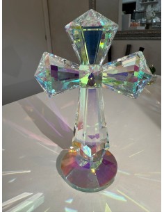 Croix en cristal 10 x 15 cm – Élégante petite croix religieuse pour communion, confirmation ou mariage