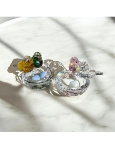 Moineaux en cristal avec porte-bonbons, 5,5 x 5,2 cm - Élégant cadeau, disponible en plusieurs couleurs