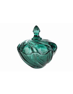 Scatola in Vetro Verde con Coperchio – Porta Dolci e Idea Regalo Elegante 18x19,5 cm