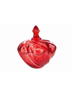 Red Glass Box with Lid 18x19.5 cm – Elegant Sweets Holder and Gift Idea