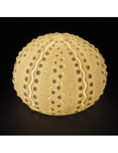 Lampe LED Oursin en Porcelaine, 6,8 cm – Cadeau de Mariage Élégant et Thème Bord de Mer