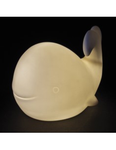Baleine LED en porcelaine, 9 cm – Cadeau d'invités sur le thème de la mer et décoration d'intérieur moderne