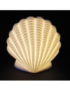 Coquillage LED en porcelaine, 11 x 7 x 11 cm – Élégant cadeau de mariage et décoration bord de mer