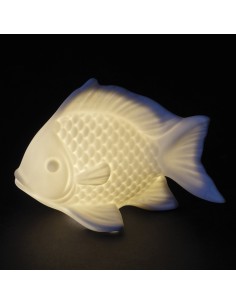 Poisson LED en porcelaine de 10,2 cm – Cadeau de fête raffiné et lumineux sur le thème de la mer