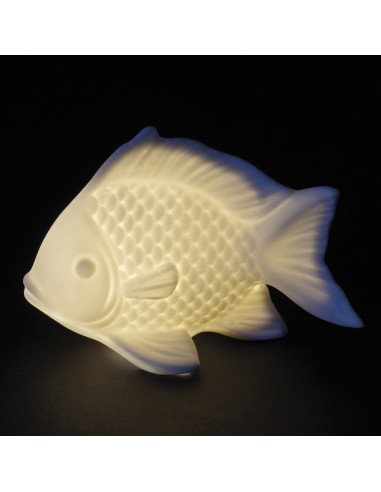 Poisson LED en porcelaine de 10,2 cm – Cadeau de fête raffiné et lumineux sur le thème de la mer