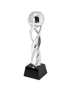 Trofeo globo terrestre in resina e vetro 27,5 cm con base nera e scatola regalo elegante