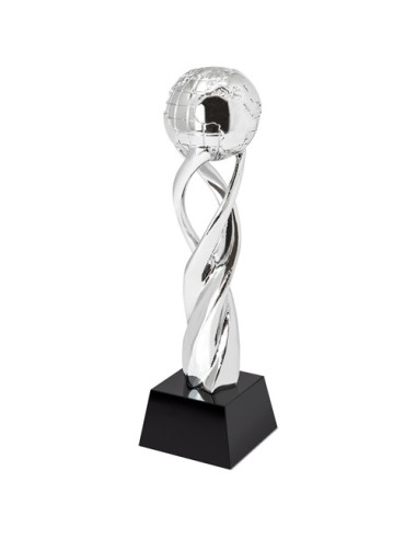 Trofeo globo terrestre in resina e vetro 27,5 cm con base nera e scatola regalo elegante