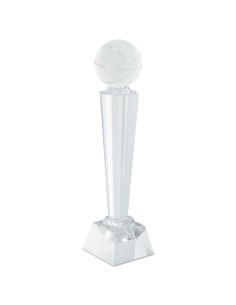 Trofeo basket in vetro cristallo con palla scolpita – 27 cm – Premio sportivo con stile elegante