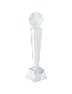 Trofeo calcio in vetro cristallo con palla scolpita 27 cm Premio sportivo con scatola regalo elegante