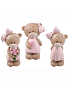 Bomboniera Dolce Orso Femmina “Girl” 3 Versioni Assortite – Bomboniera Economica Nuova Collezione h 7 cm