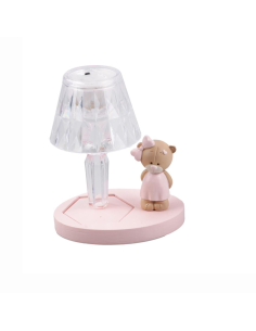 Bomboniera Lampada LED Orsetta Rosa con Fiocco – Dolce Luce Notturna per Cameretta Bimba