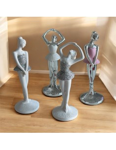 Ballerine Ornamentali in Resina ed Effetto Argento Ultimi Pezzi Assortiti Idea Regalo Elegante H 18 cm