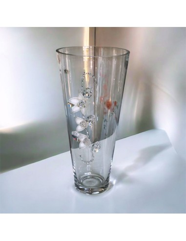 Glass Vase with Murano Flowers and Crystal Petals, One-of-a-Kind Piece (H 30 cm), Elegant Gift Idea