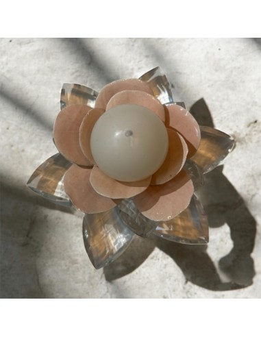 Bougeoir en cristal en forme de fleur avec pétales en porcelaine pêche – Cadeau de mariage élégant et raffiné