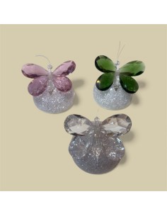 Dekorativer Kristallschmetterling, Ø 12 cm – Glitzerbasis, verschiedene Farben