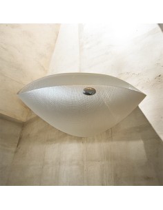 Coupe en verre blanc nacré avec applique argentée, 28 x 14 cm – Centre de table élégant