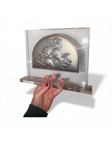 Soprammobile in Cristallo con Angeli in Argento – Icona Sacra Elegante