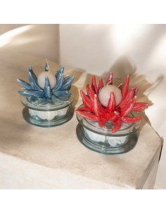 Corail de Capodimonte avec lumière LED et bougeoir – Couleurs assorties, cadeau d'invité élégant