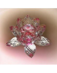 Fleur de lotus en cristal aux nuances fuchsia – Ornement élégant, Idée cadeau unique