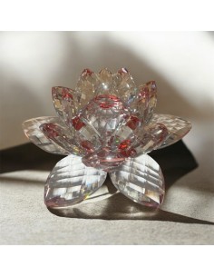 Fleur de lotus en cristal aux nuances rouges – Ornement élégant, Idée cadeau pour parrain/marraine