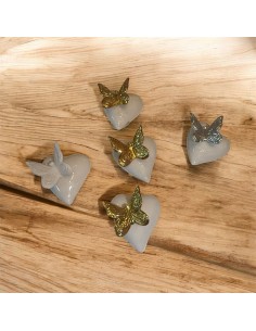 Porcelain Heart Jewelry Box with Butterfly – 5.5 cm, Assorted Colors