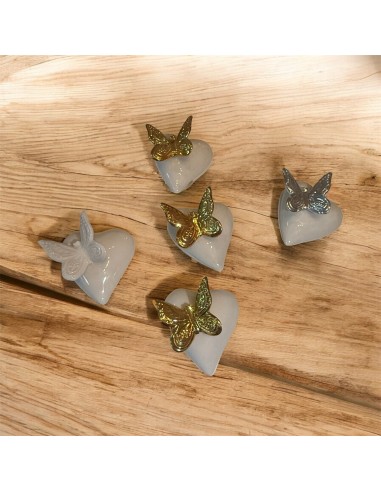 Porcelain Heart Jewelry Box with Butterfly – 5.5 cm, Assorted Colors