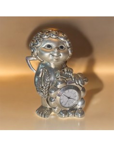 Silver Angel with Clock Gift Favor – 13 cm Ornament