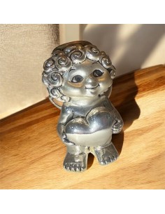 Bomboniera articolo regalo Angioletto in Argento con Cuore – Soprammobile 8 cm
