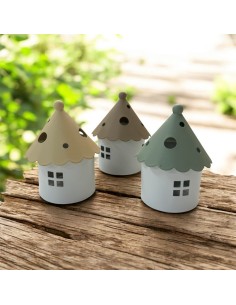 Lanterne a Casetta con Tettuccio Colorato – Ultimi 3 Pezzi – Altezza 6,6 cm