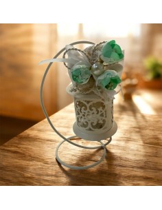 Lanterna Sospesa in Metallo – Altezza 13 cm (20 cm con Struttura) – Bomboniera Elegante