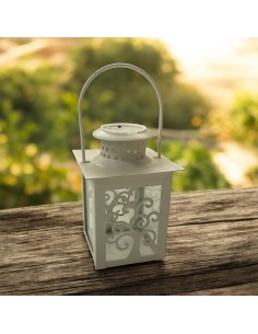 Lanterna in Metallo con Decoro Albero della Vita e LED – Altezza 17 cm