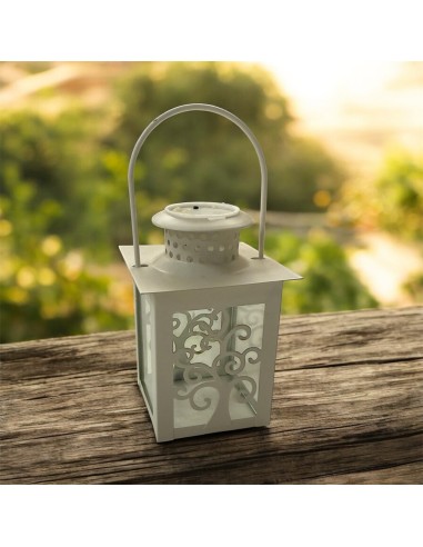 Lanterna in Metallo con Decoro Albero della Vita e LED – Altezza 17 cm