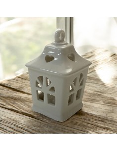 Lanterne en porcelaine brillante avec lumière LED – Cadeau d'invité élégant, 9 cm