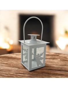 Lanterna in Metallo con Angeli – Porta Candela Bomboniera 12 cm
