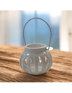 Glossy White Porcelain Round Lantern – Elegant 10 cm Favor