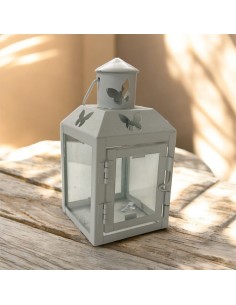 Lanterna in Metallo con Farfalle – Bomboniera Elegante 16 cm
