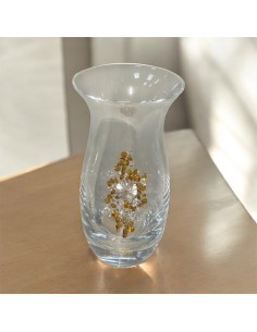 Piccolo Vaso Ambra con Strass in Cristallo – Bomboniera Elegante e Raffinata Idea Regalo cm 13