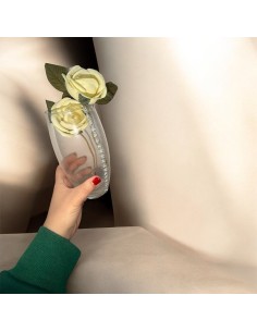 Vase en verre orné de strass – Cadeau de mariage élégant et raffiné, 20 cm