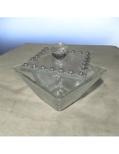 Boîte à bijoux en verre ornée de strass – Cadeau de mariage élégant et raffiné, 6 x 8 cm