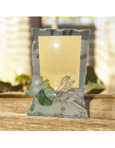 Glasfotorahmen mit Blumen- und Murano-Verzierungen – Elegantes Gastgeschenk zur Hochzeit