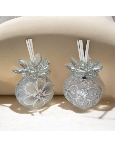 Glass Air Freshener with Crystal Flower – Hand-Painted 10 x 12 cm Wedding Favor Gift Idea