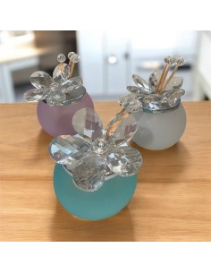 Bomboniera regalo Profumatore in Vetro con Dettagli in Cristallo – Colori Assortiti  9 × 8 cm