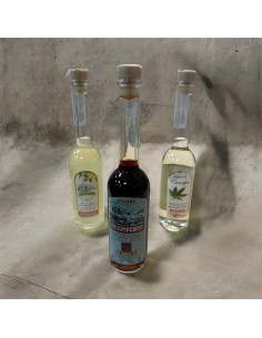 Bomboniera alimentare artigianale 100 ml Liquori assortiti canapa, erbe aromatiche e limoncello Idea regalo originale cerimonie