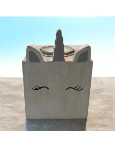 HANDCRAFTED WOODEN UNICORN CANDLE HOLDER – 7 × 10 CM