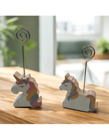 Porte-mémos ou porte-photos licorne en bois