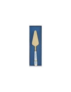 Hellblauer Tortenheber mit Dekor, elegantes Gastgeschenk, Servierbesteck mit Etui 2