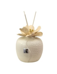 Profumatore Tondo Alto Matrimonio con Grande Fiore Oro Capodimonte Visone 9x9x13 cm Bomboniera