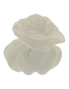 Sachet à confettis blanc orné d'une rose, cadeau d'invité élégant, fleur de 13 cm