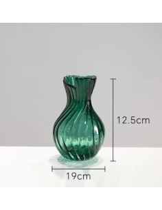 Vaso in Cristallo Verde Lavorato a Costine Design Elegante Bomboniera Luxury per Matrimonio e Casa 2